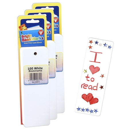 Hygloss Products Mighty Bright Bookmarks, Ultra White, PK300 42611